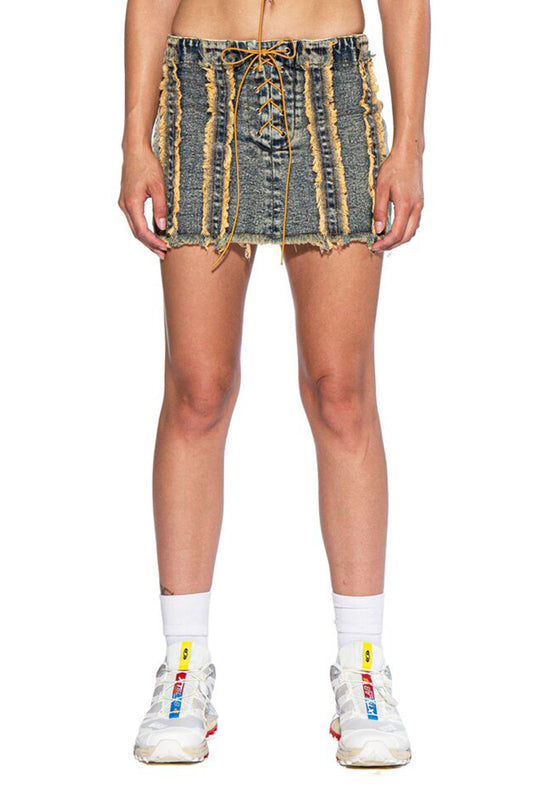 Contrast Color Fringed Mini Skirt