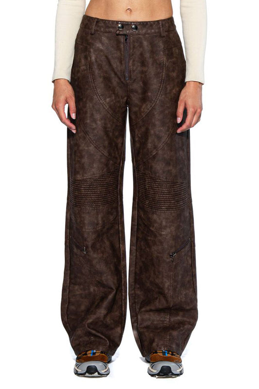 Rider Faux Leather Moto Baggy Pant