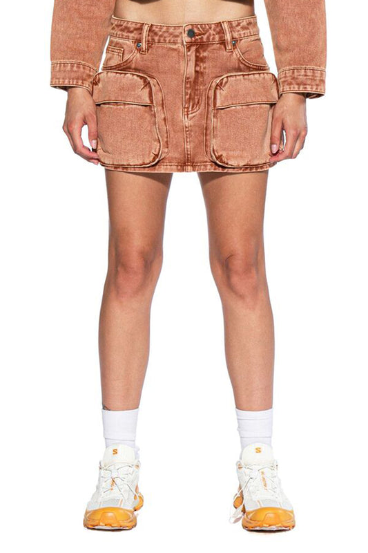 SNOW WASHED TWILL CARGO MINI SKIRT