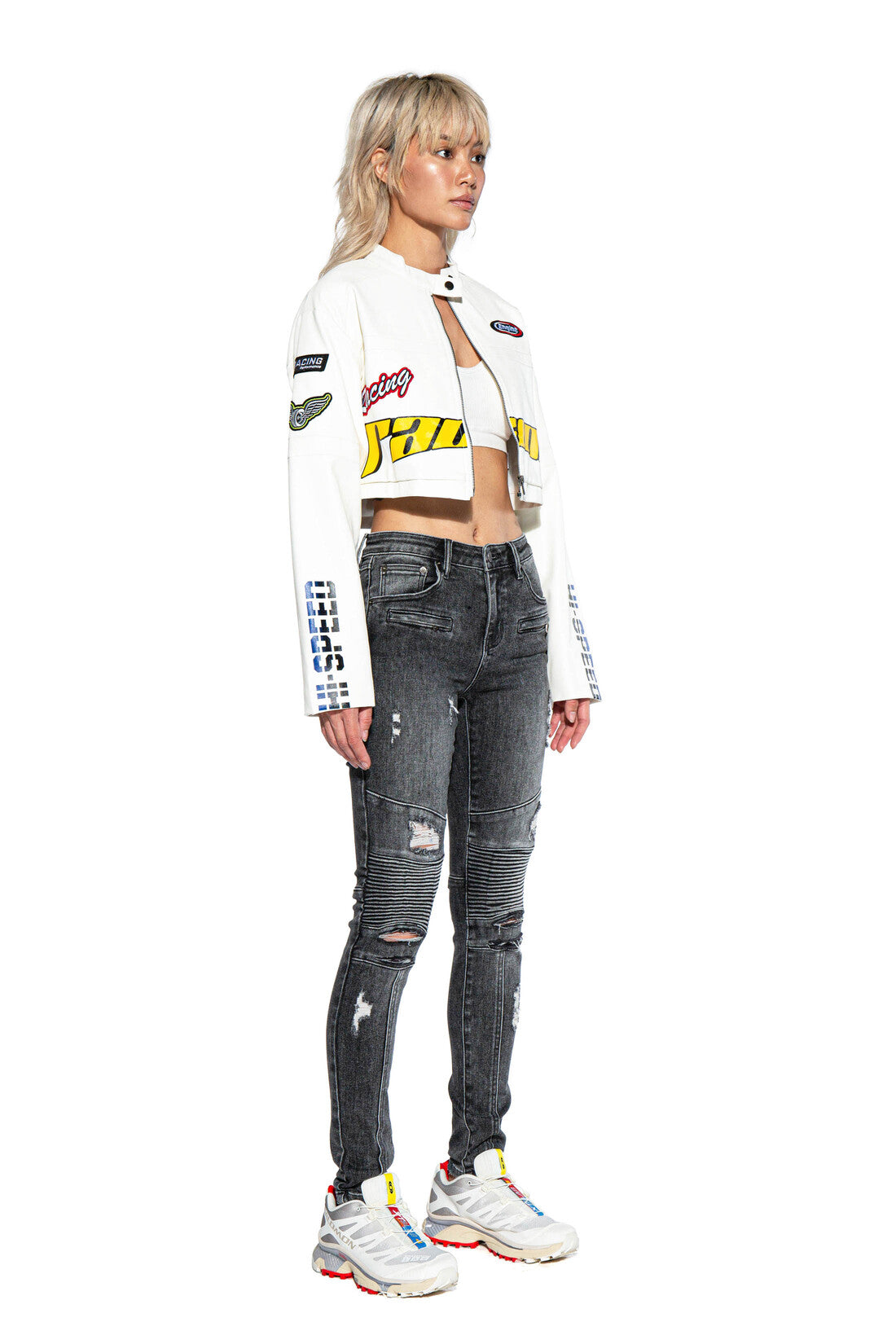 RIDERS RACING FAUX LEATHER MOTO JACKET