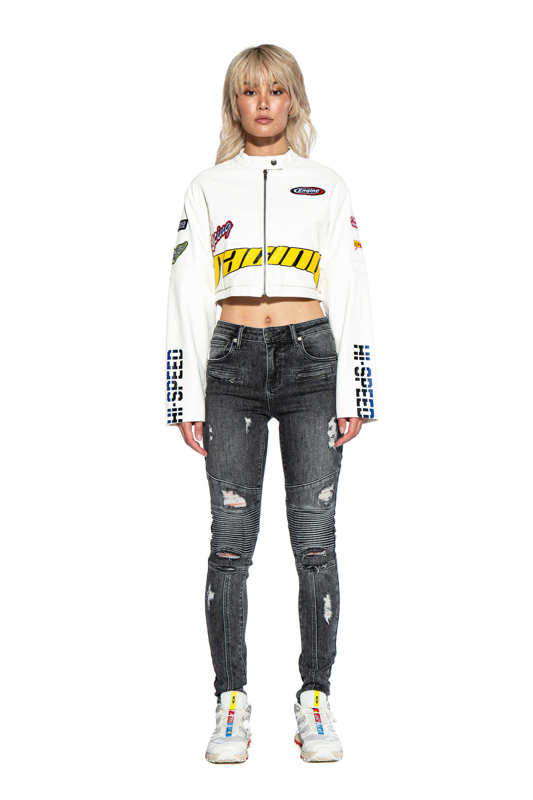 RIDERS RACING FAUX LEATHER MOTO JACKET