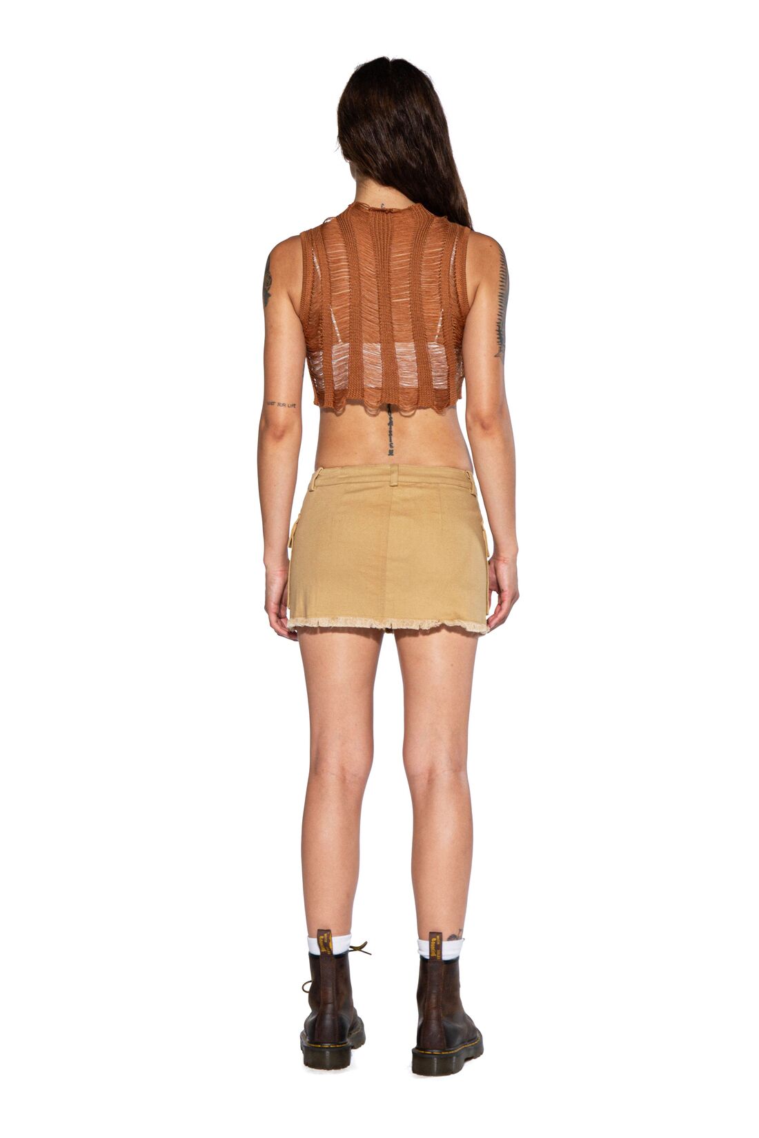 SHREDDED KNIT SWEATER SLEEVELESS CROP TOP - Afterhour