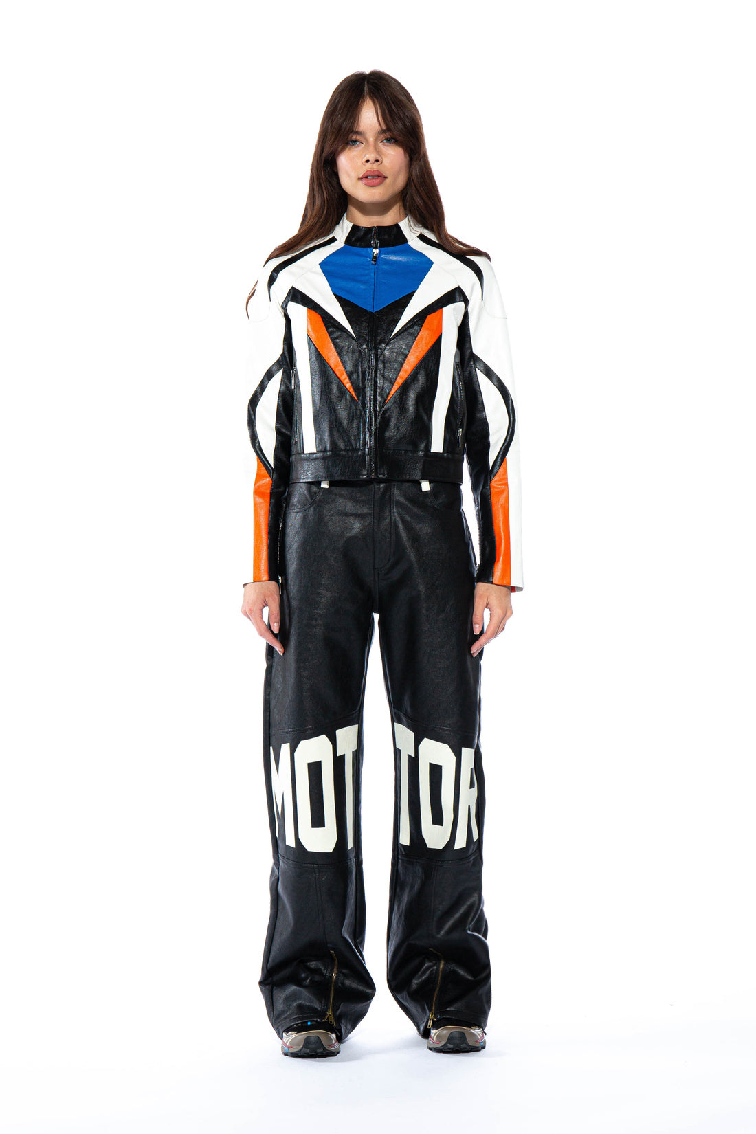 Riders Motor Printed Faux Leather Pant