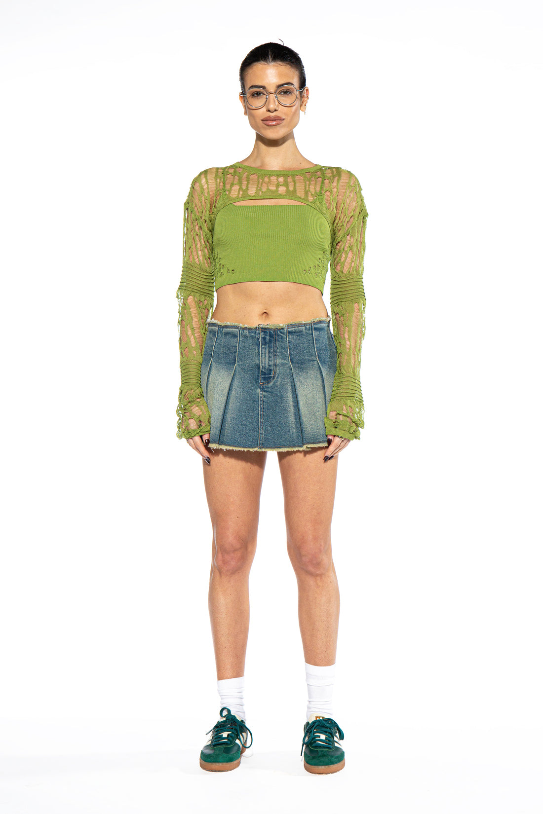 Loose Knit Sweater Bolero 2 Pieces Top