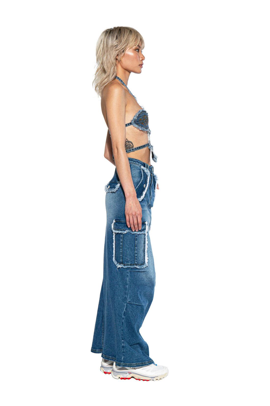 Cross Denim Halter Top - Afterhour