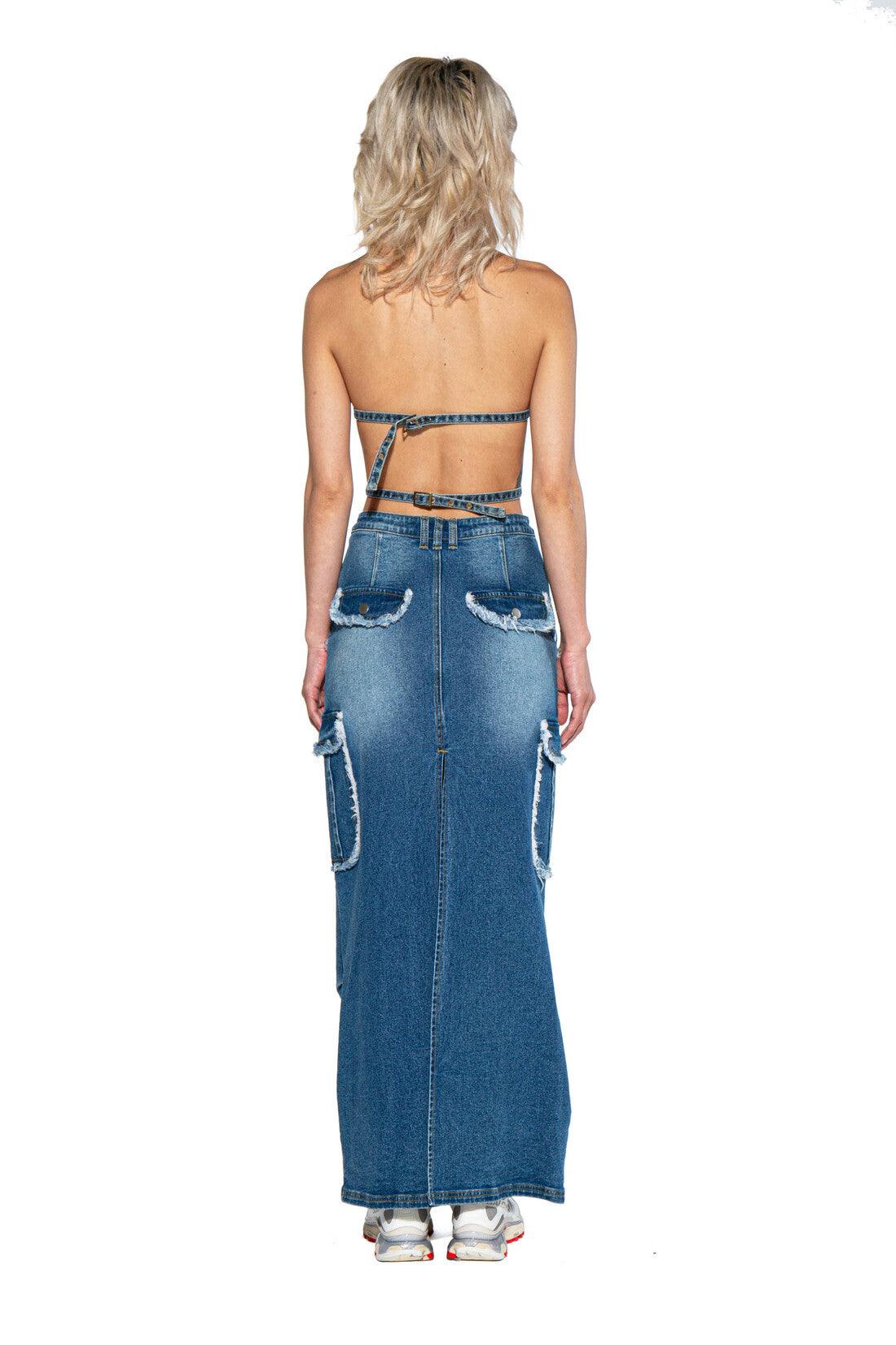 Cross Denim Halter Top - Afterhour