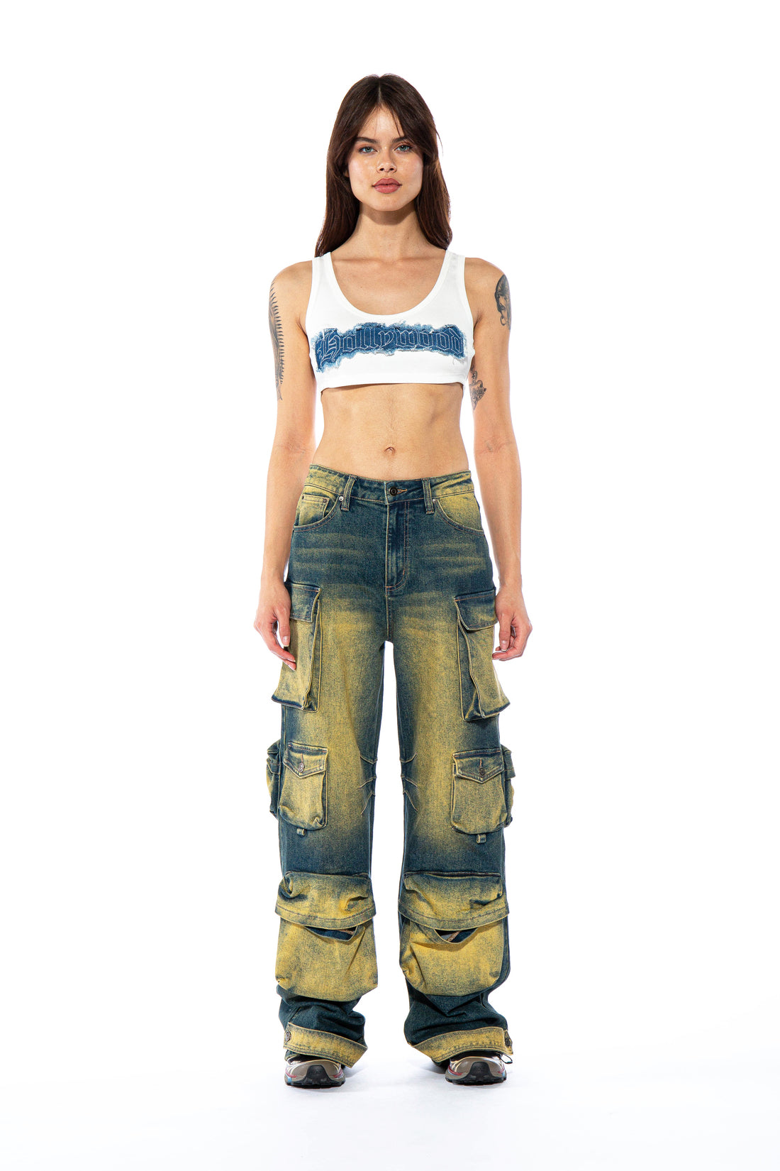 Color Tinted Cargo Baggy Jeans