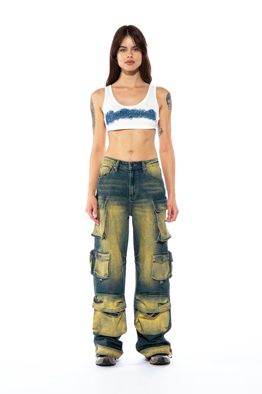 Color Tinted Cargo Baggy Jeans