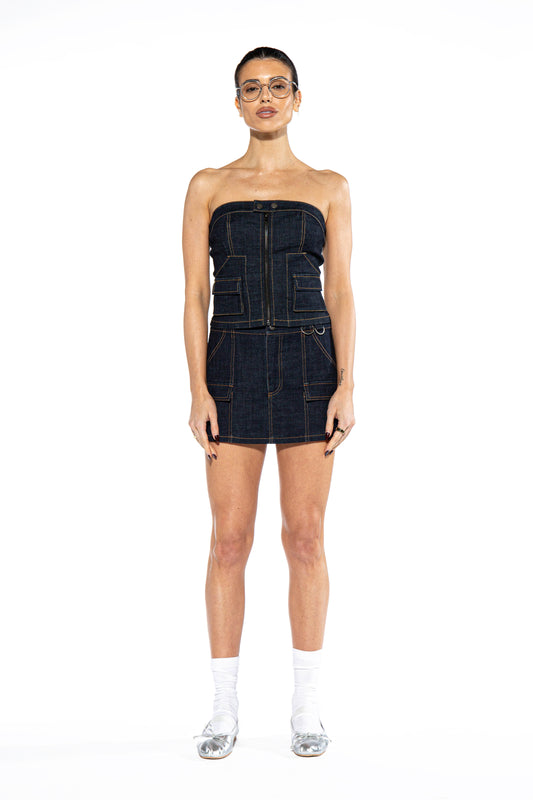 Dark Washed Denim Corset