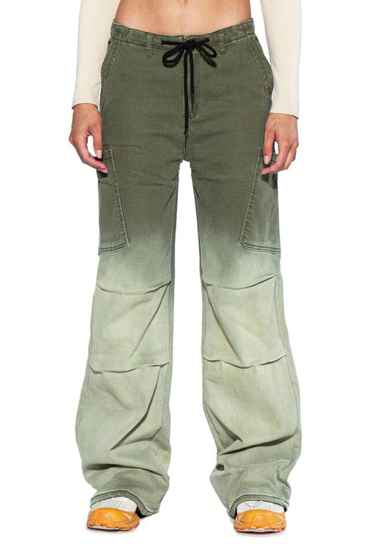 Ombre Dyed Cargo Parachute Pant