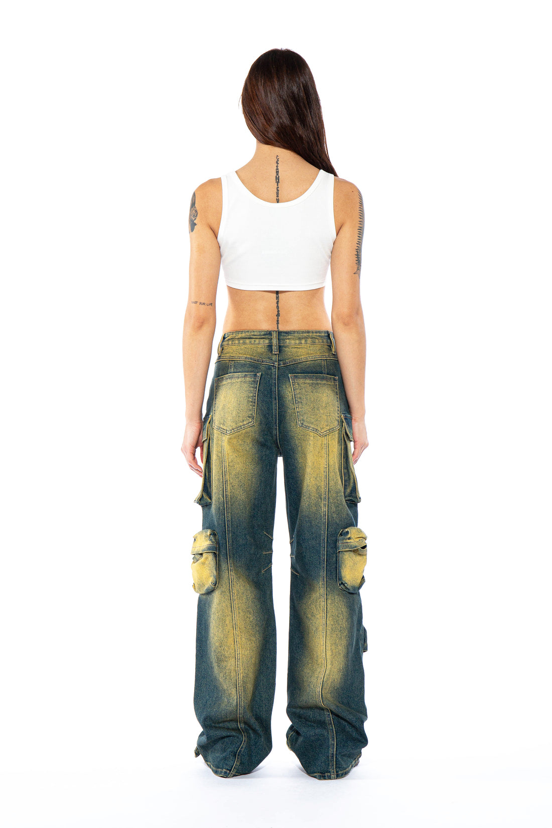 Color Tinted Cargo Baggy Jeans