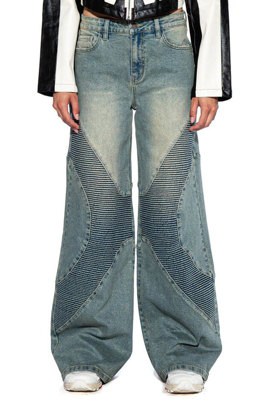 VINTAGE WASHED MOTO BAGGY JEAN