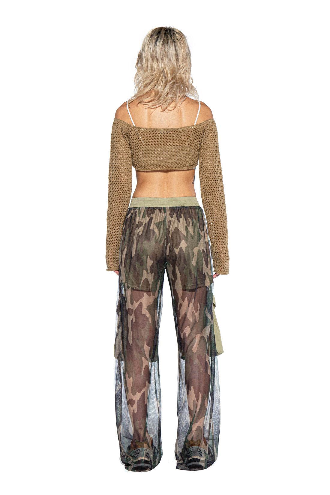 CAMOUFLAGE PRINTED MESH CARGO PANTS - Afterhour