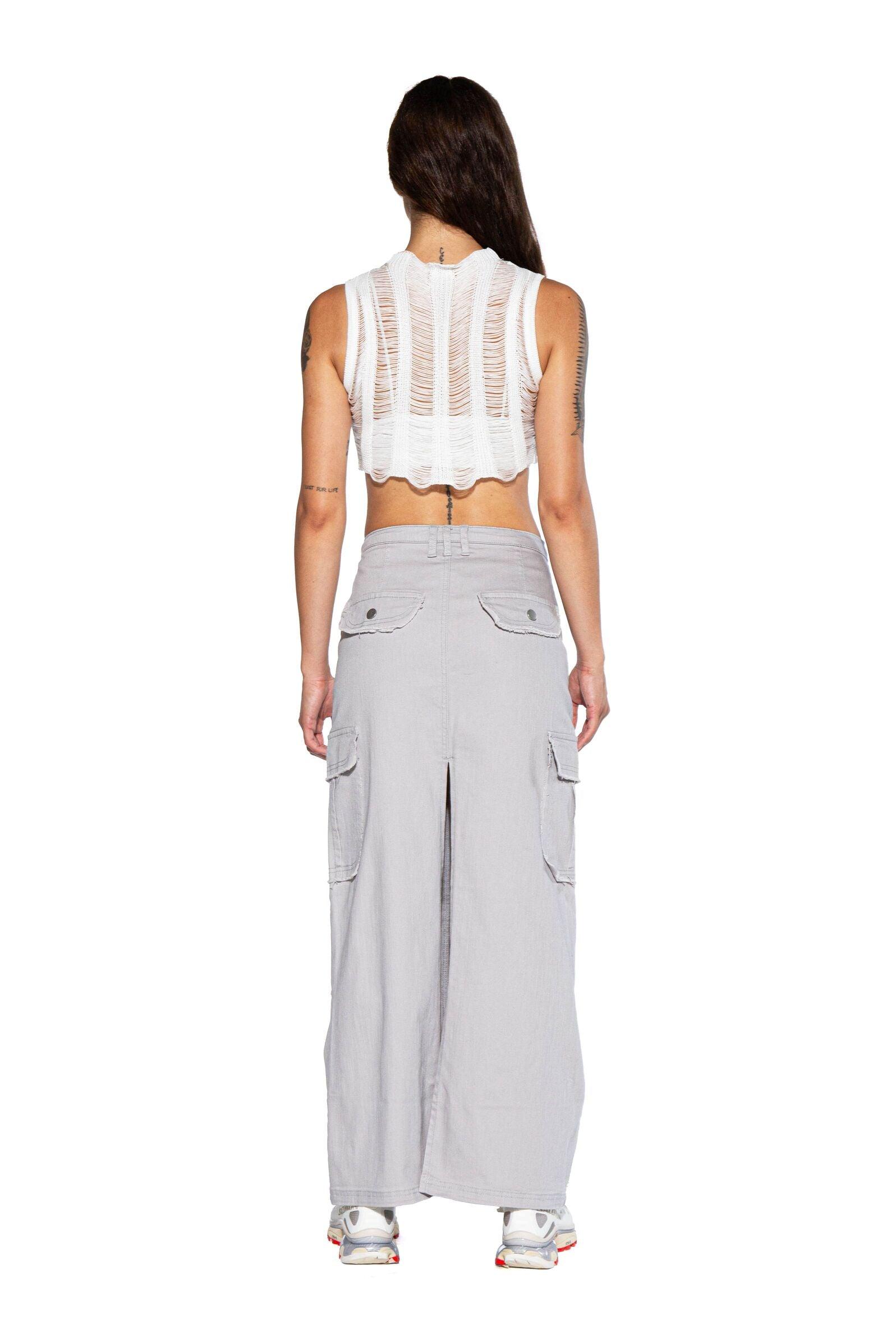 Twill Frayed Edge Maxi Skirt - Afterhour