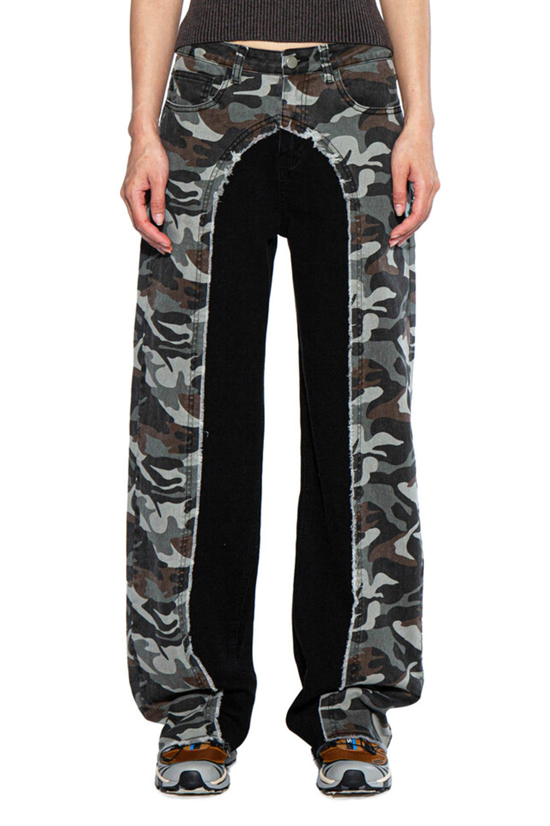 Camo Print Color Block Pant