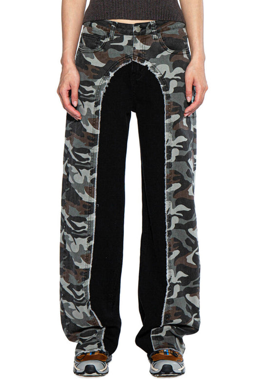 Camo Print Color Block Pant