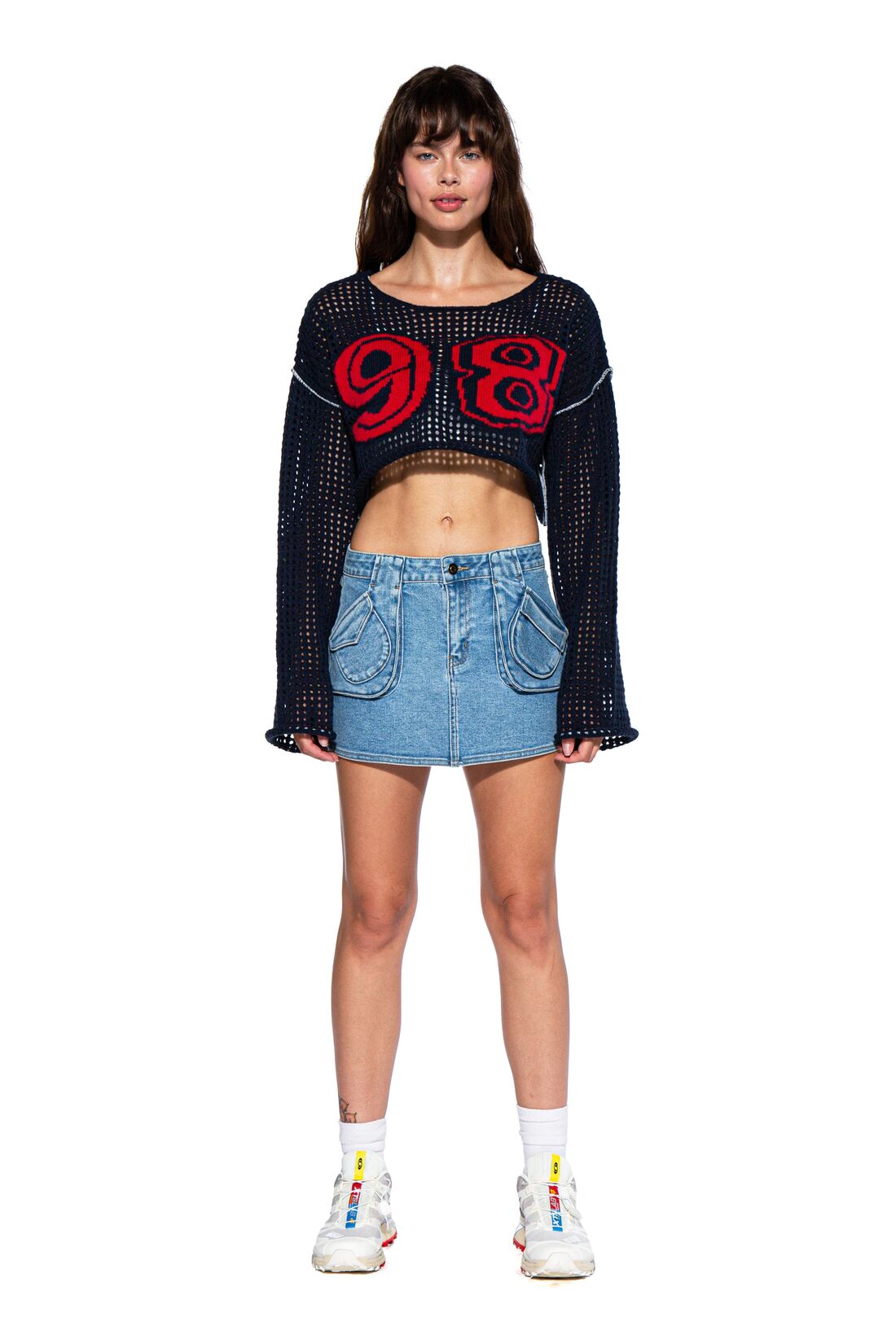 VARSITY CROCHET KNIT CROP TOP - Afterhour