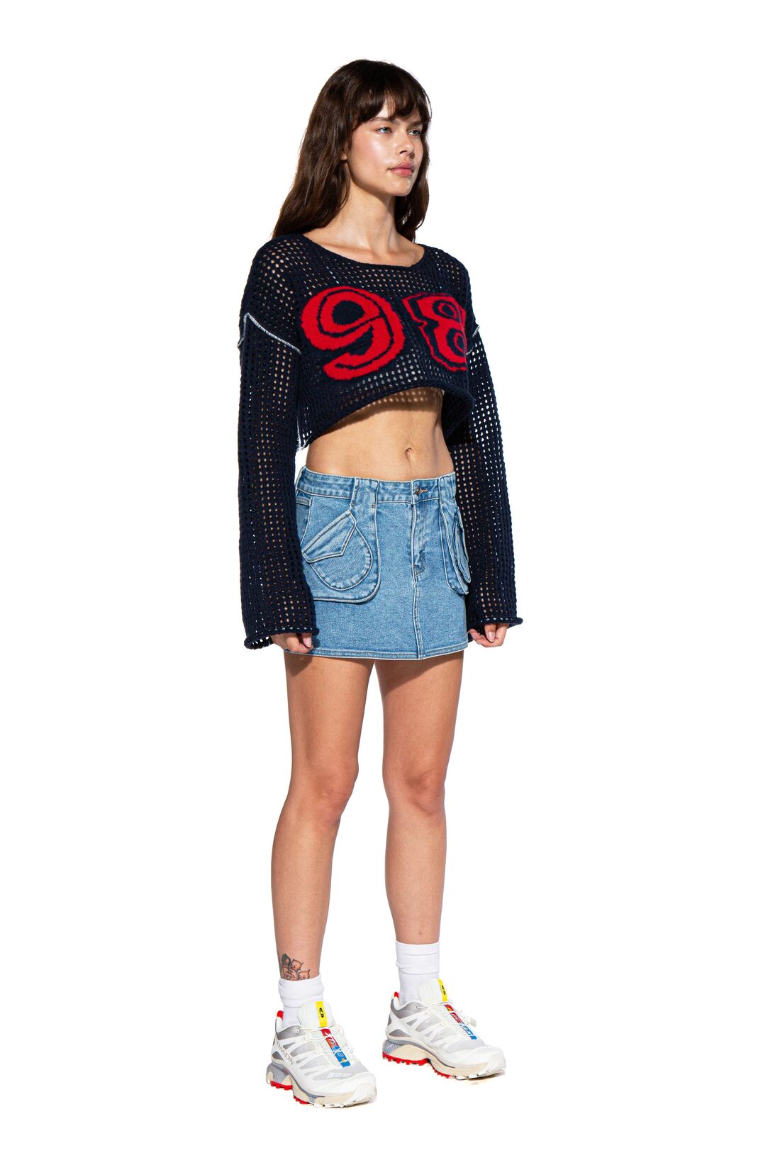 VARSITY CROCHET KNIT CROP TOP - Afterhour