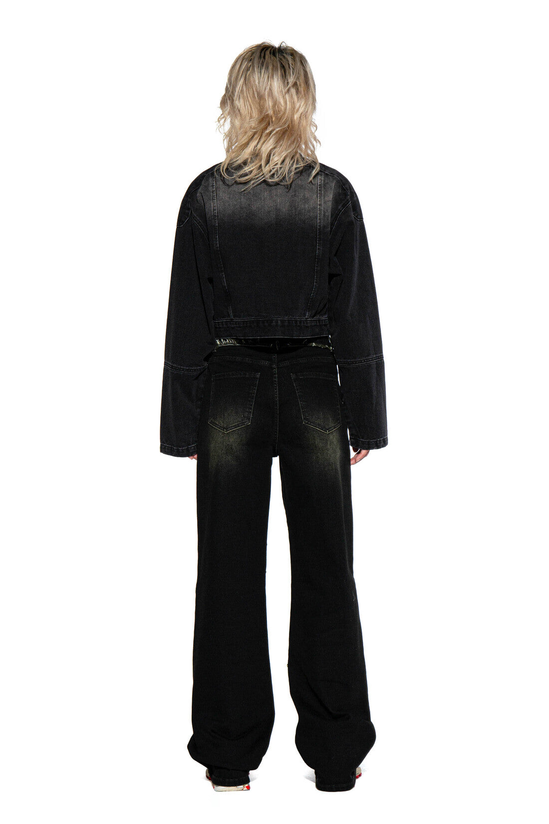 Reversed Denim Patch Baggy Jean