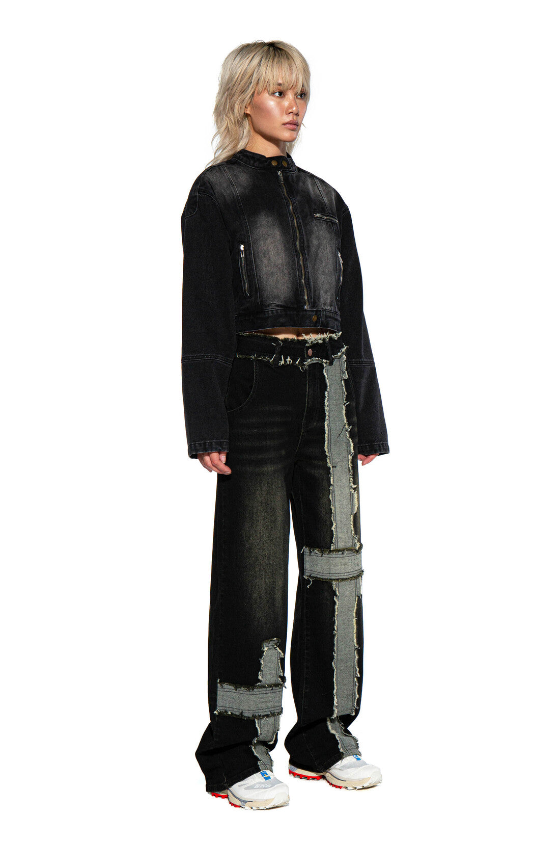 Reversed Denim Patch Baggy Jean