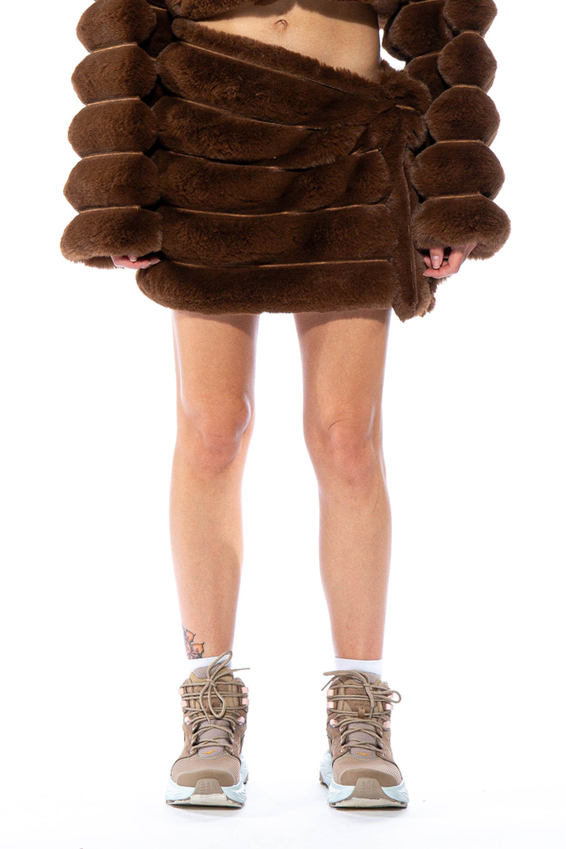 Space Bunny Faux Fur Wrap Mini Skirt