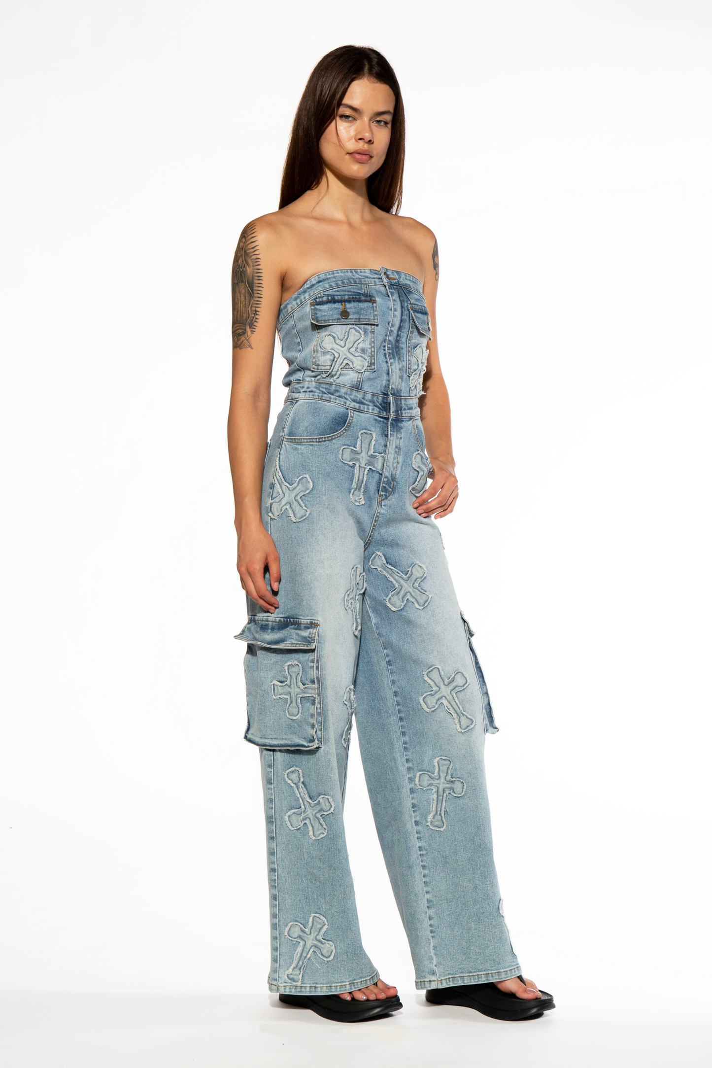 CARGO JUMPSUIT WITH CROSS PATCH