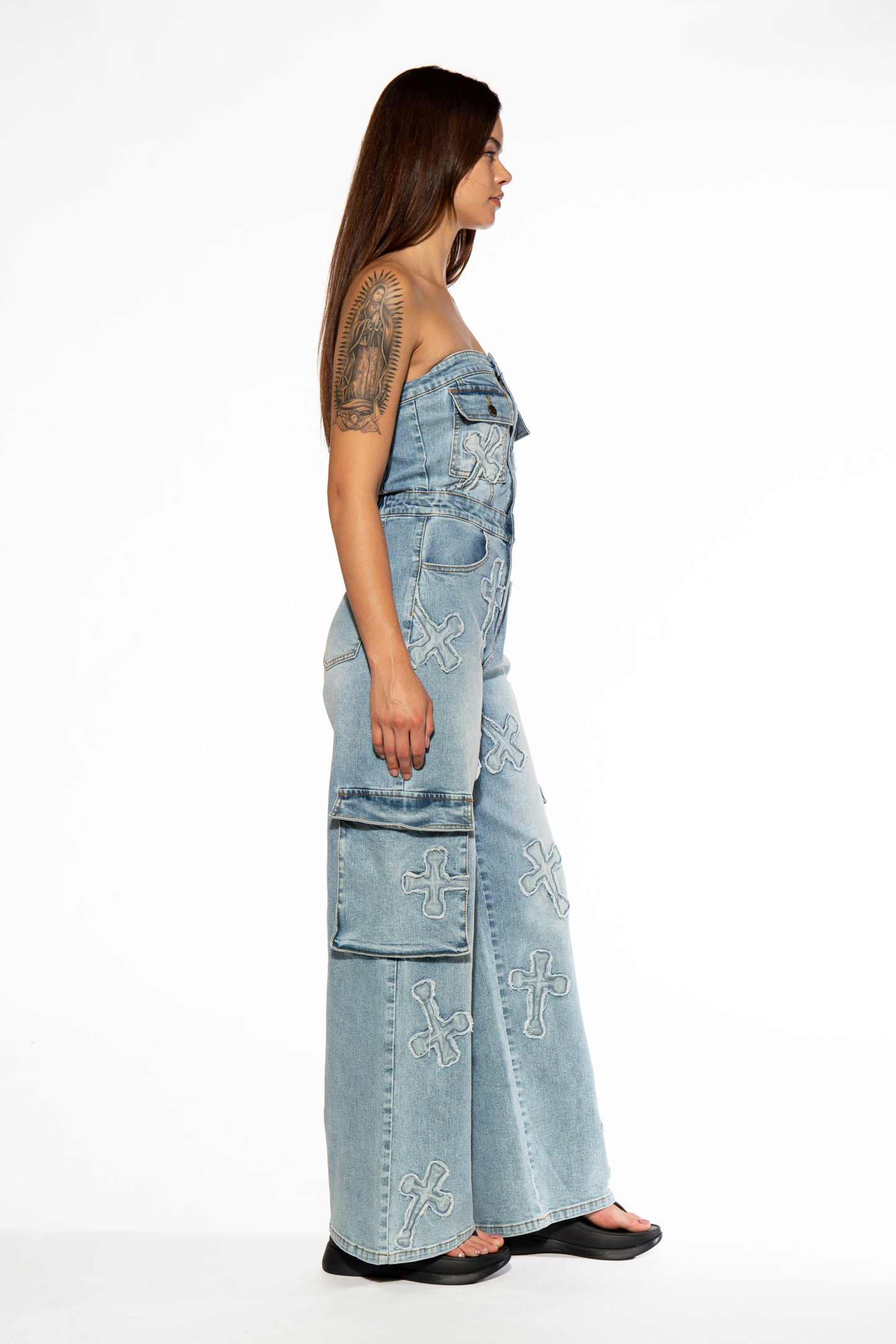 CARGO JUMPSUIT WITH CROSS PATCH