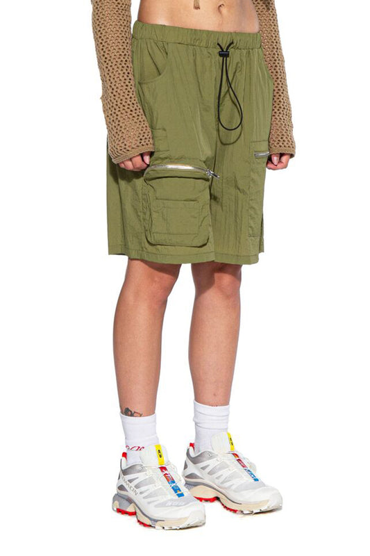 Zipper Nylon Cargo Short