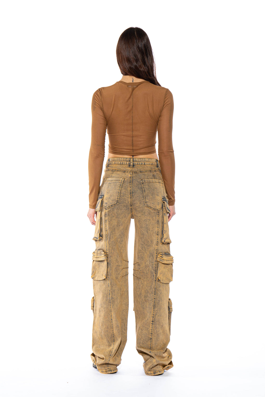 Colored Washed Denim Cargo Jean