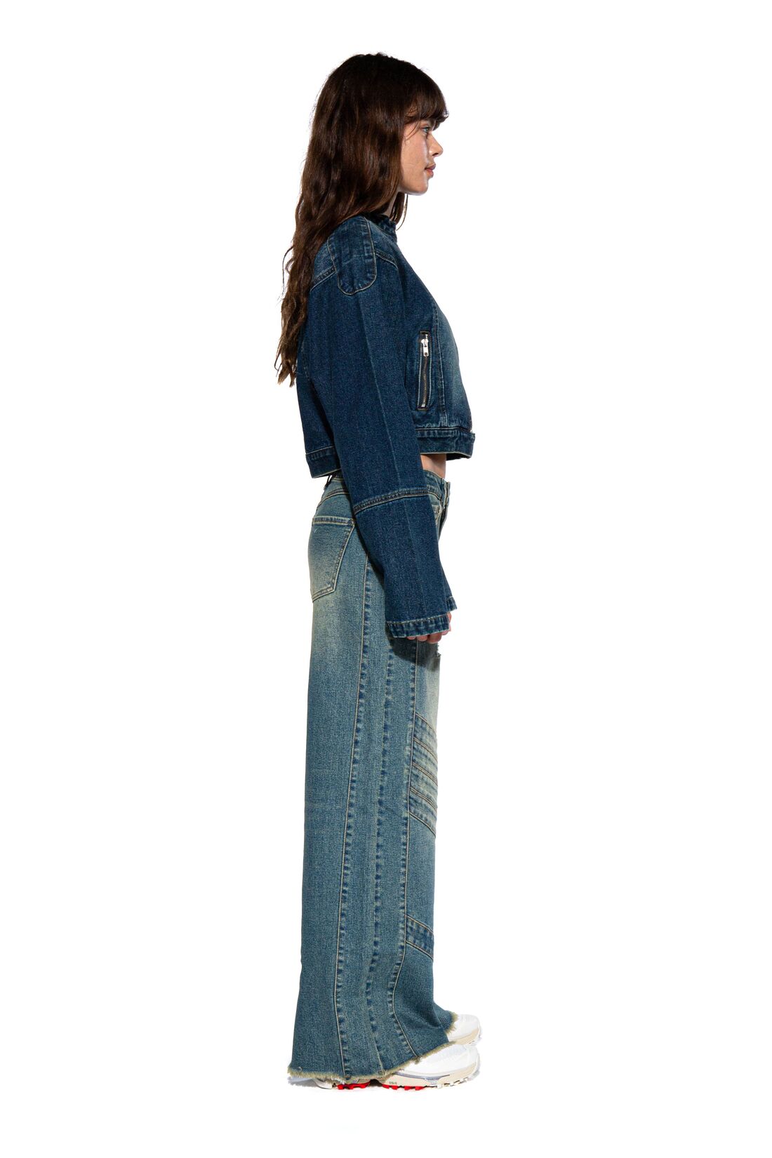 FADED DENIM MOTO JACKET