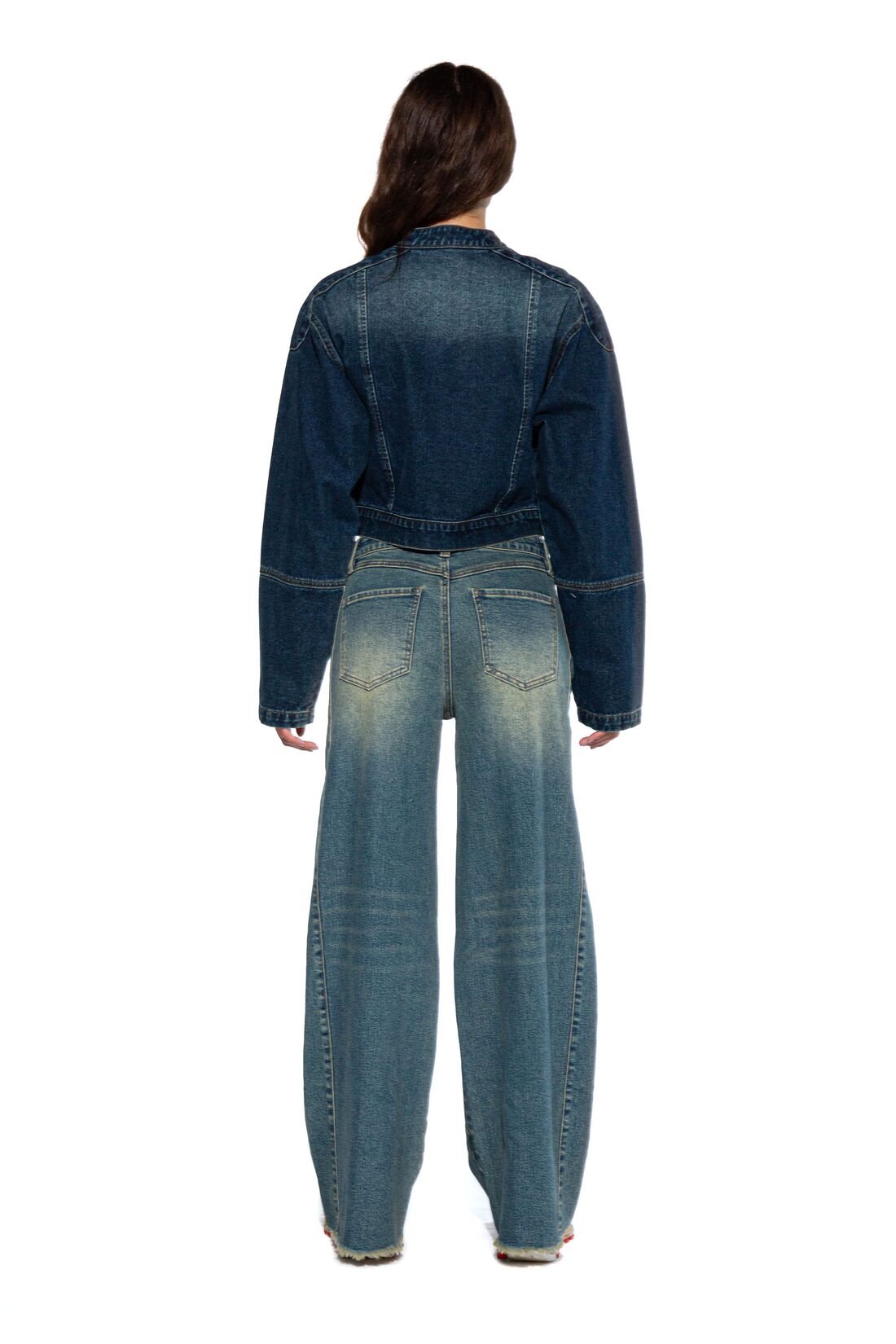 FADED DENIM MOTO JACKET
