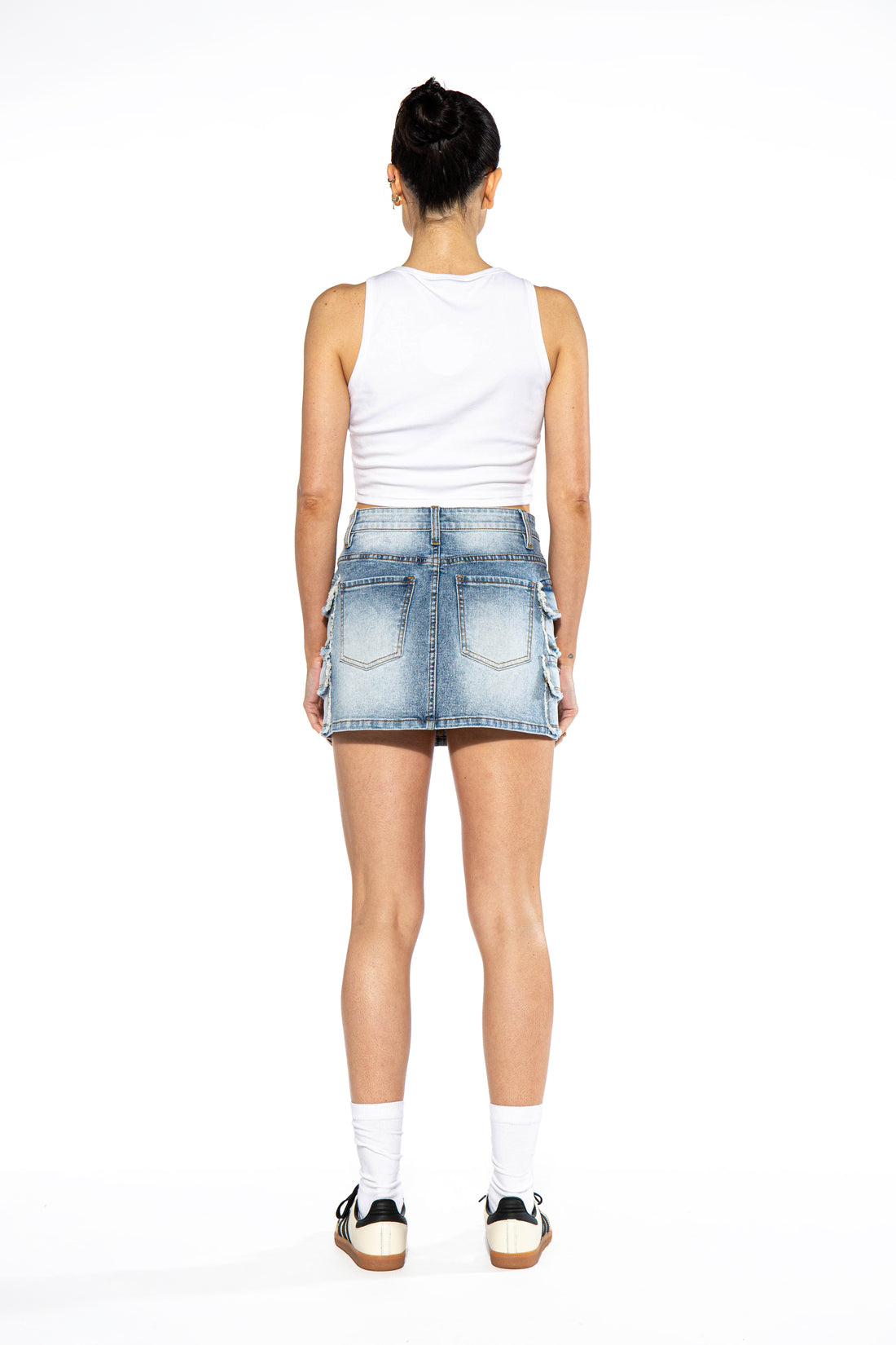 Frayed Cargo Pocket Mini Skirt