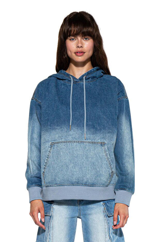 FADED DENIM OVERSIZED HOODIE