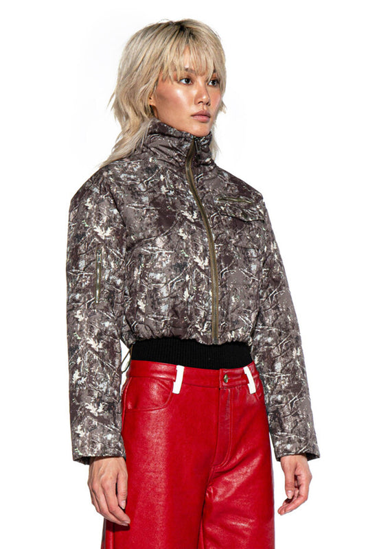 Winter Camo High Neck Puffer Jacket
