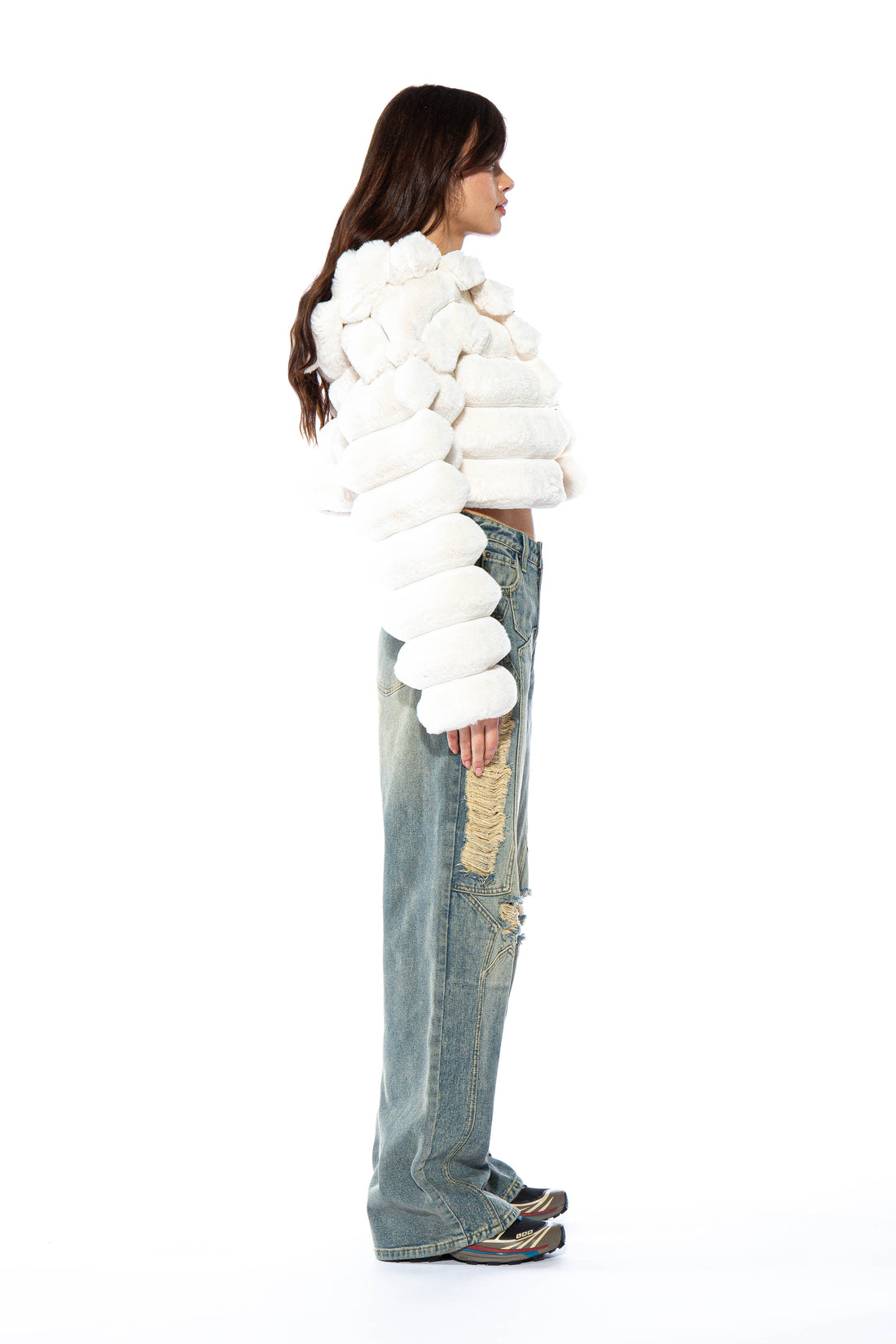 Distressed Star Knee Patch Vintage Wash Baggy Jeans