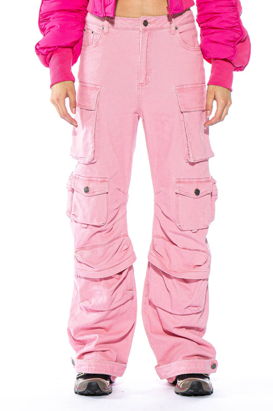 Color Washed Stretch Twill Cargo Pants