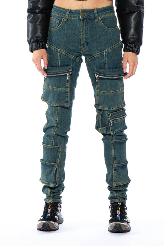 Moto Vintage Washed Cargo Skinny Jean
