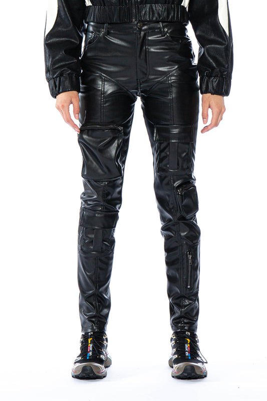 Faux Leather Cargo Skinny Pant