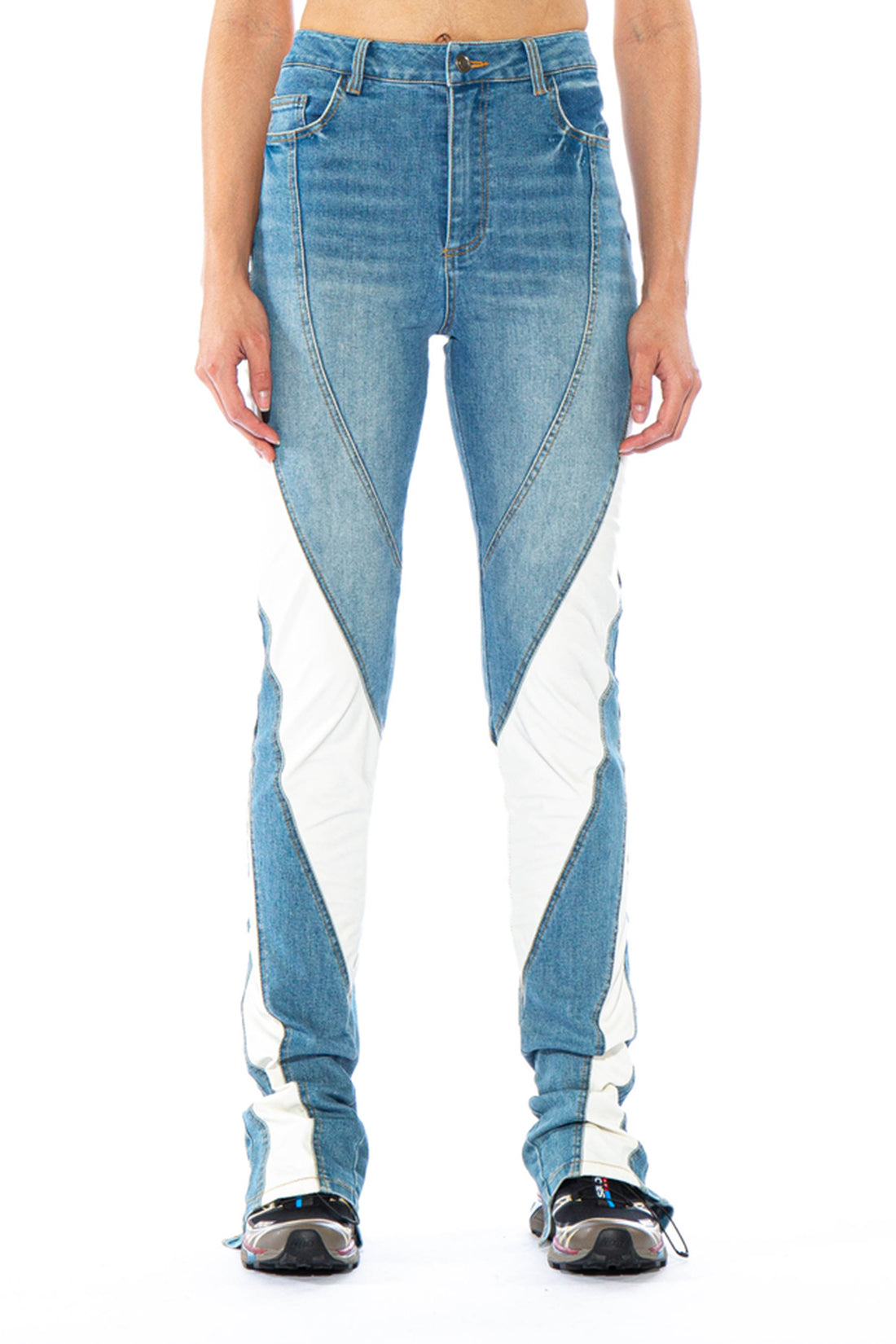 Faux Leather Contrasted Skinny Jean