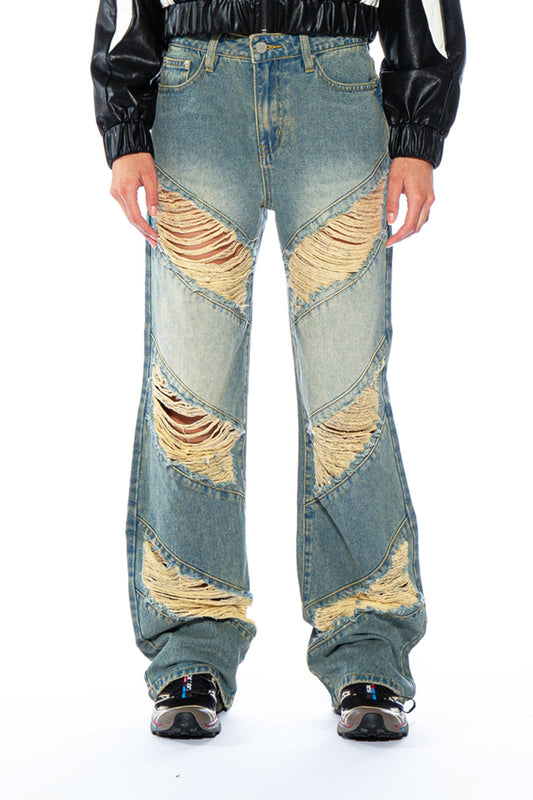 Through Out Distressed Baggy Jean