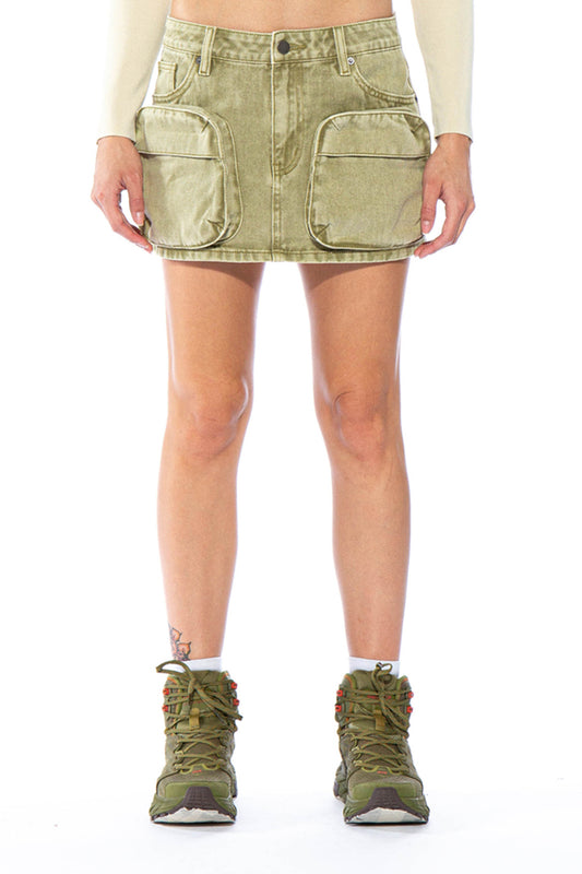 SNOW WASHED TWILL CARGO MINI SKIRT