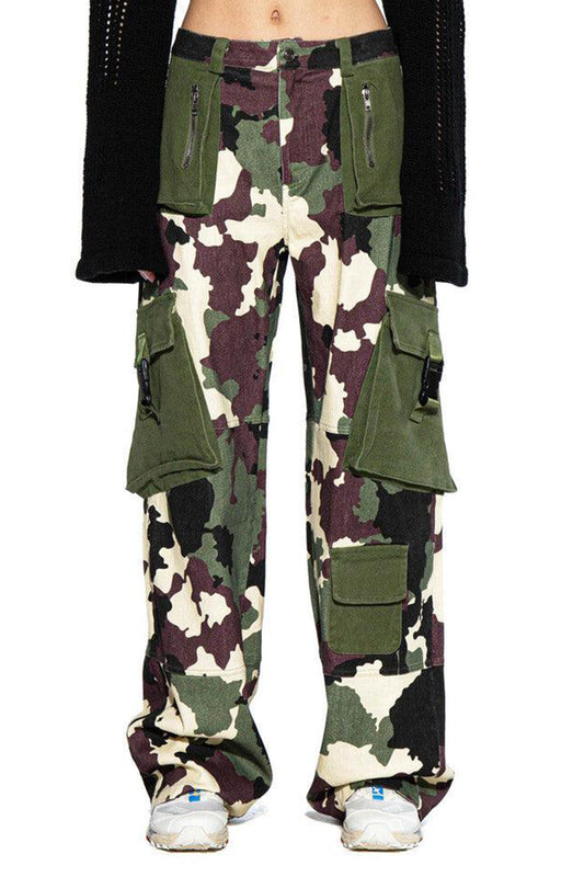 Camouflage Printed Twill Cargo Pants