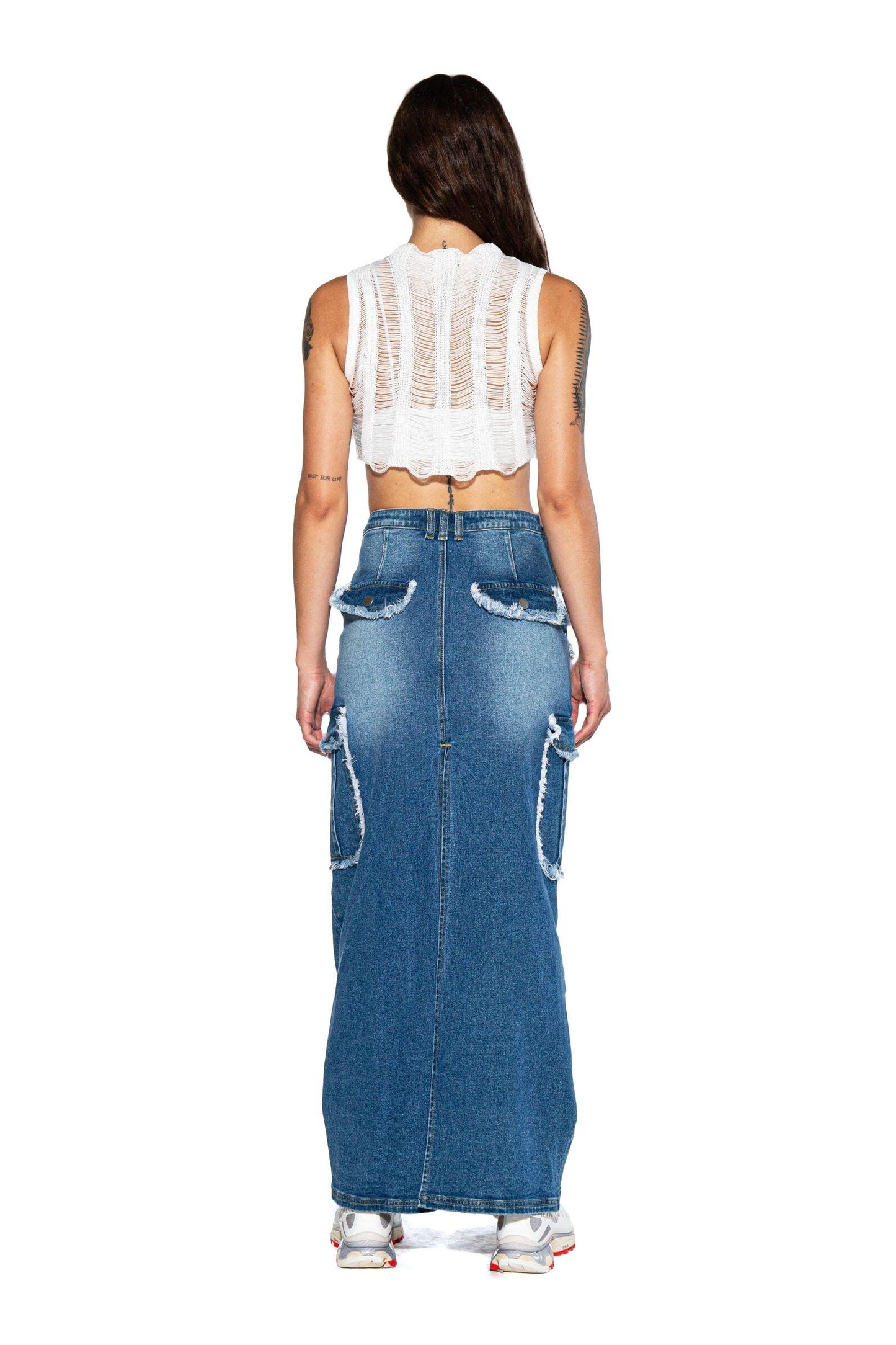 Cargo Denim Maxi Skirt - Afterhour