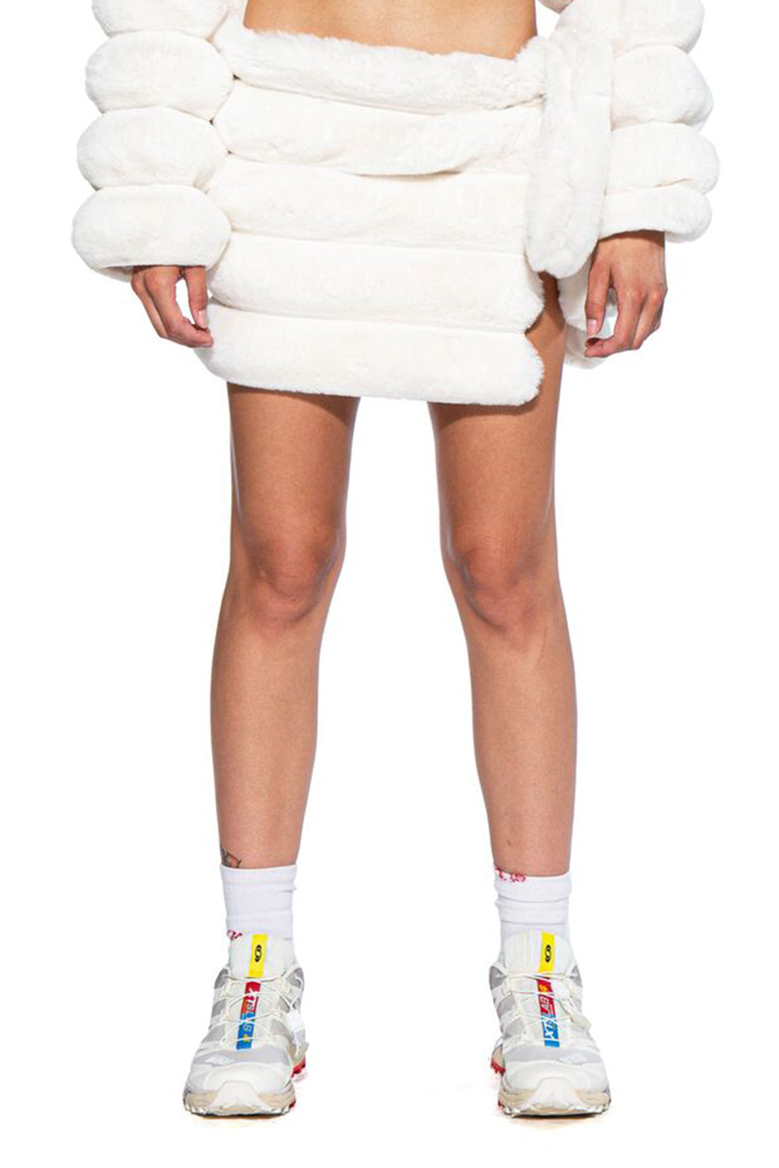 Space Bunny Faux Fur Wrap Mini Skirt