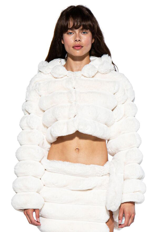 Space Bunny Faux Fur Hoodie Jacket