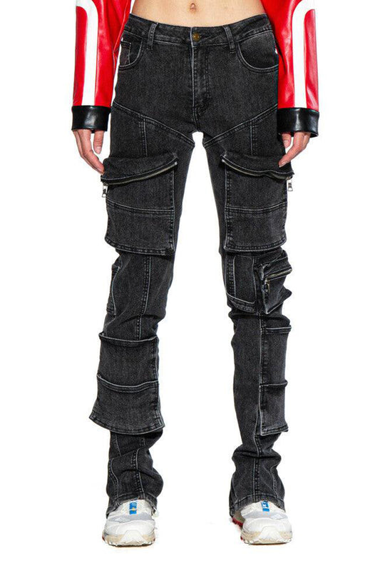 MOTO STONE WASHED CARGO SKINNY JEANS